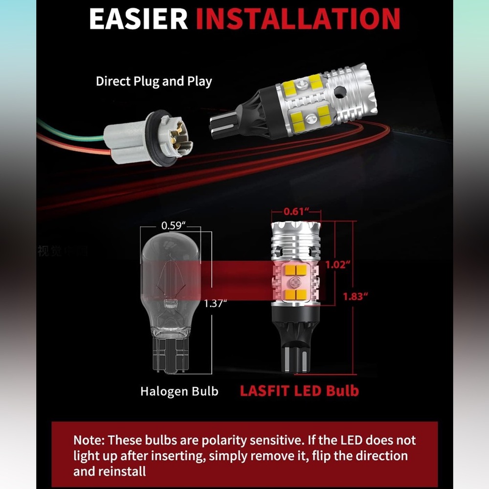LASFIT 921 LED Bulb Reverse Lights 912 T15 Back Up Light CANBUS Error Free W16W - Picture 4 of 9